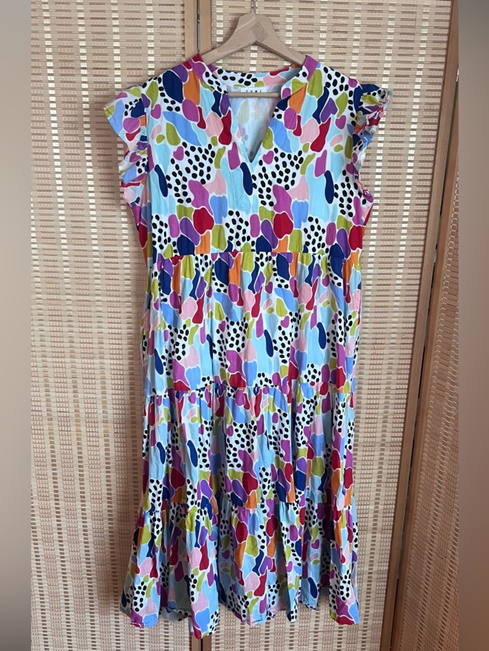 THLM Multi-Color Printed Tiered Dress Women's M